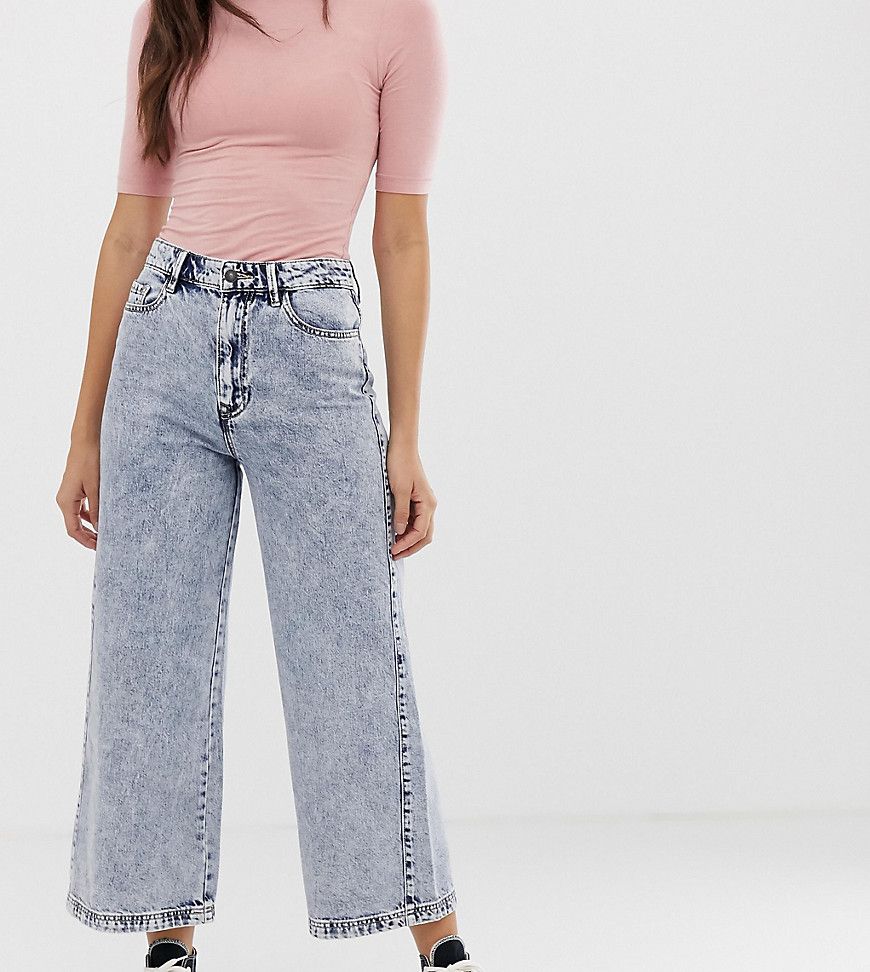 Stradivarius STR denim culottes in acid wash-Blue | ASOS (Global)