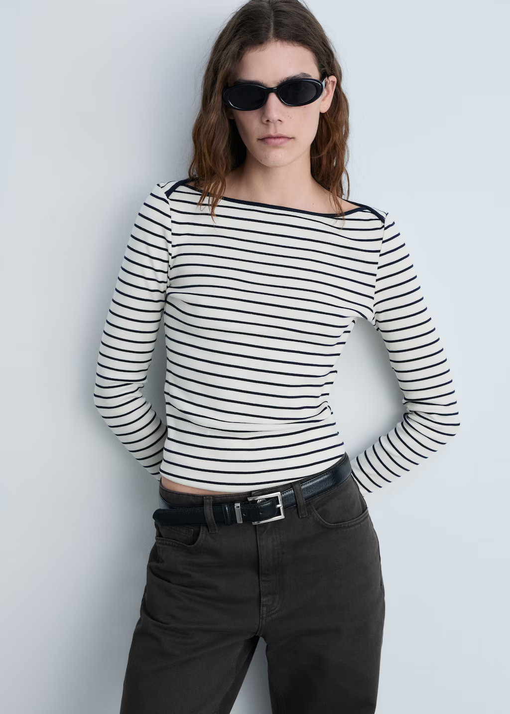 T-shirt rayures col bateau - Femme | MANGO France métropolitaine | Mango EU