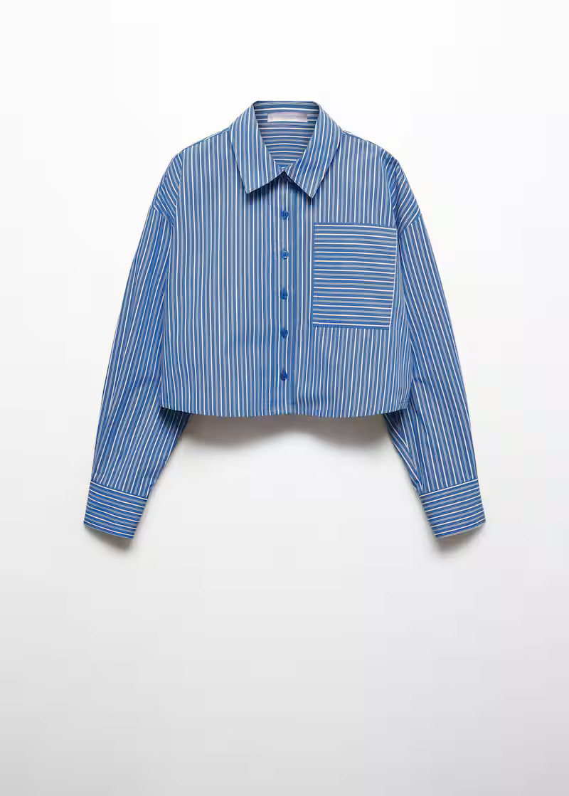 Striped cropped shirt -  Women | Mango USA | MANGO (US)