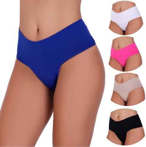 Kit 5 Calcinhas Cintura Alta Compressão Cós Alto Fitness Power Zero Barriga Pala Cós Duplo | Amazon (BR)