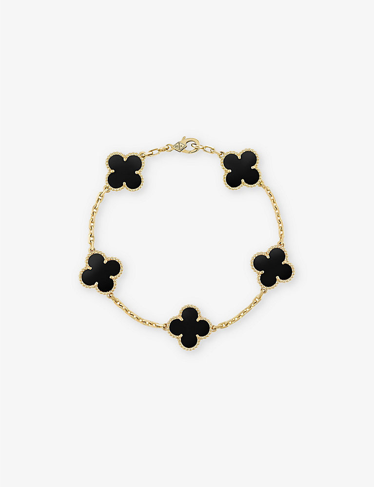 Vintage Alhambra yellow-gold and onyx bracelet | Selfridges