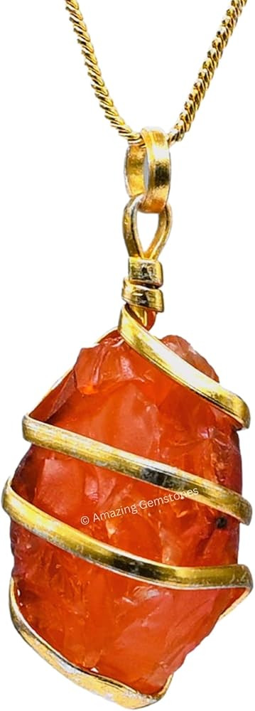 Amazing Gemstone Crystals and Healing Stones Carnelian Necklace - Gold Chain Necklace Pendant - R... | Amazon (US)