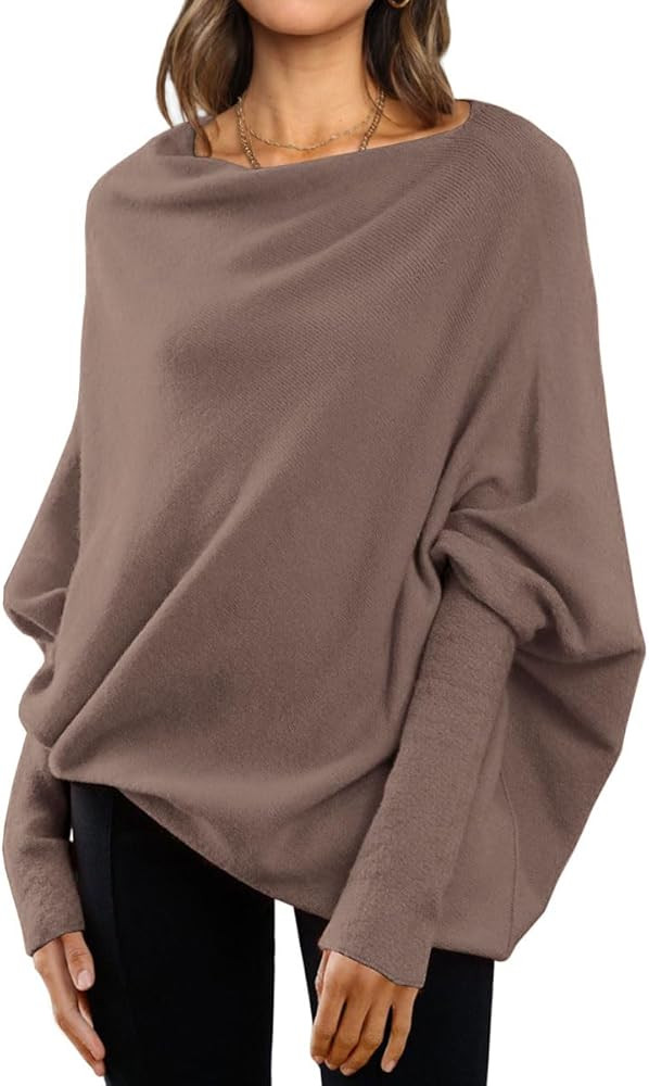 LILLUSORY Womens Long Batwing Sleeve Boat Neck Tunic Tops 2023 Fall Baggy Slouchy Pullover Sweate... | Amazon (US)