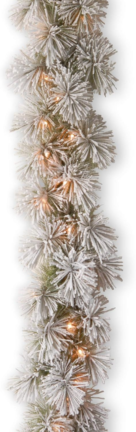 National Tree FBA_SNP1-307-9B-1 Snowy Bristle Pine Garland, Green | Amazon (US)