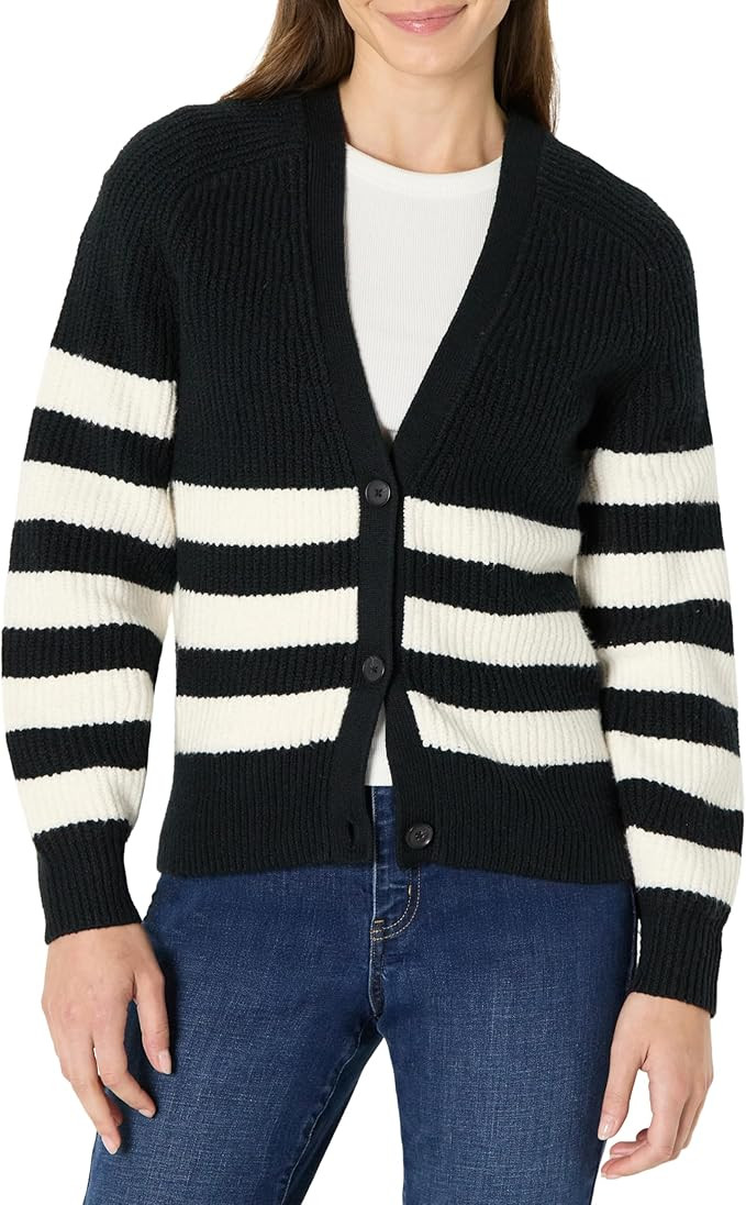 Amazon Essentials Women's Soft Touch Ribbed V Neck Blouson Cardigan Sweater | Amazon (US)