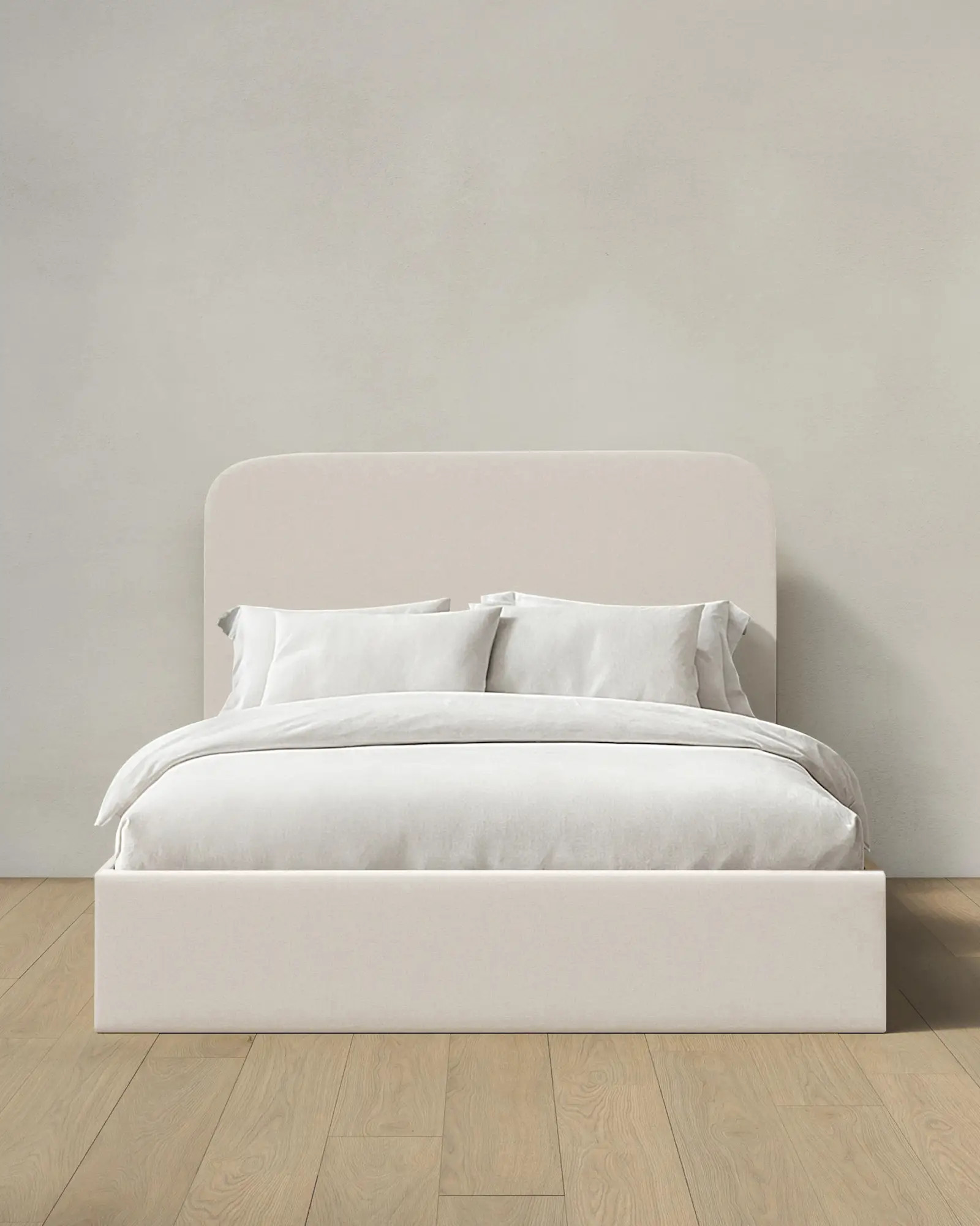 Performance Linen Blend Curved Bed 48" in Ivory | Quince