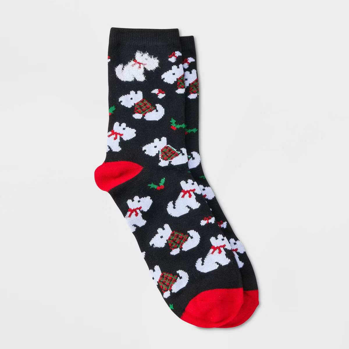 Women's Scottie Dogs Christmas Crew Socks - Wondershop™ Black/Red 4-10 | Target
