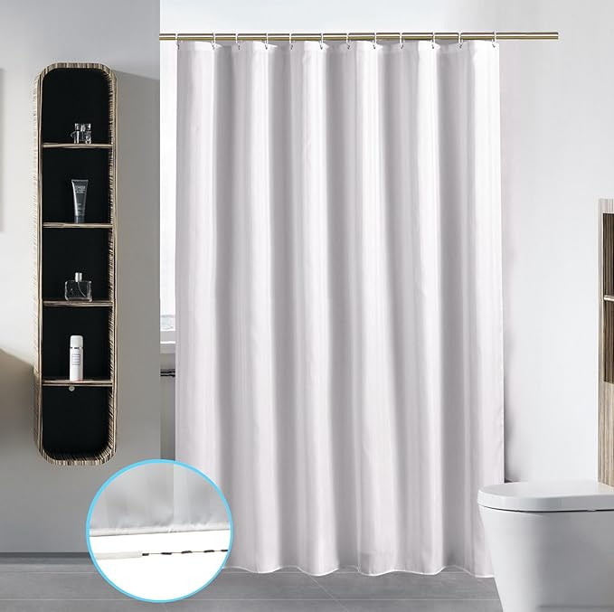 S·Lattye Extra Long Washable Shower Curtain Liner Bathroom Waterproof Fabric Cloth Polyester (Be... | Amazon (US)