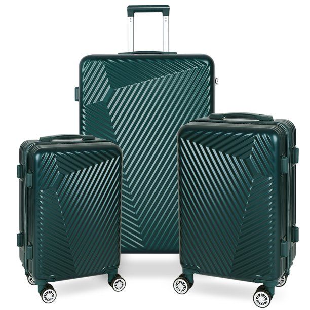 ABQ Skyline Trail 3pc Hardside Luggage Set with Spinner - Shamrock Green | Walmart (US)