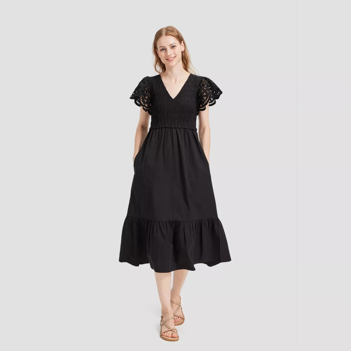Women's Flutter Short Sleeve Midi A-Line Dress - Universal Thread™ | Target