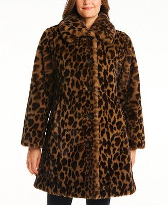 Jones New York Women's Leopard-Print Faux-Fur Coat & Reviews - Coats & Jackets - Women - Macy's | Macys (US)
