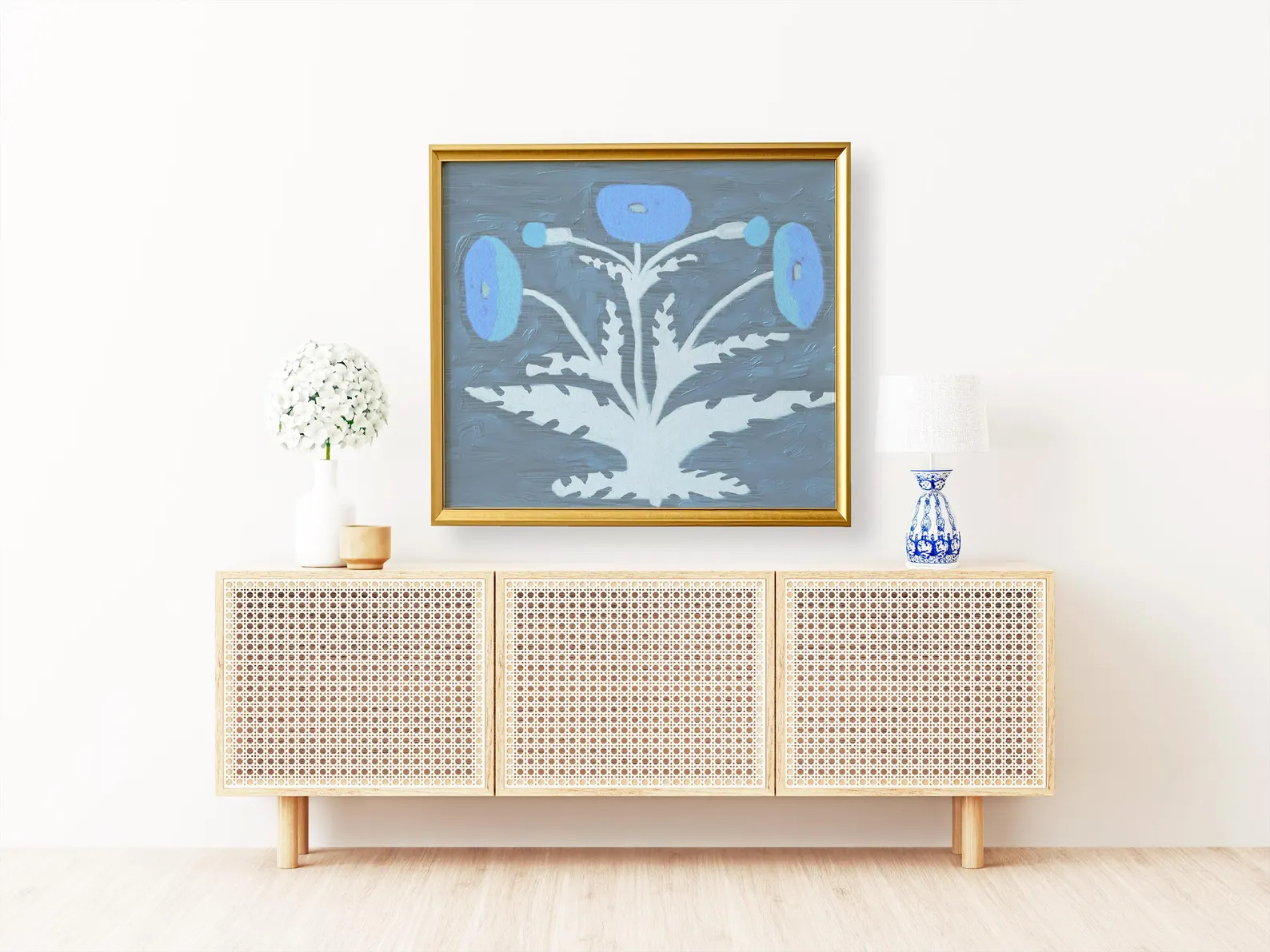 Botanical Canvas Print: Grandmillennial Blue Floral Wall Art - Etsy | Etsy (US)