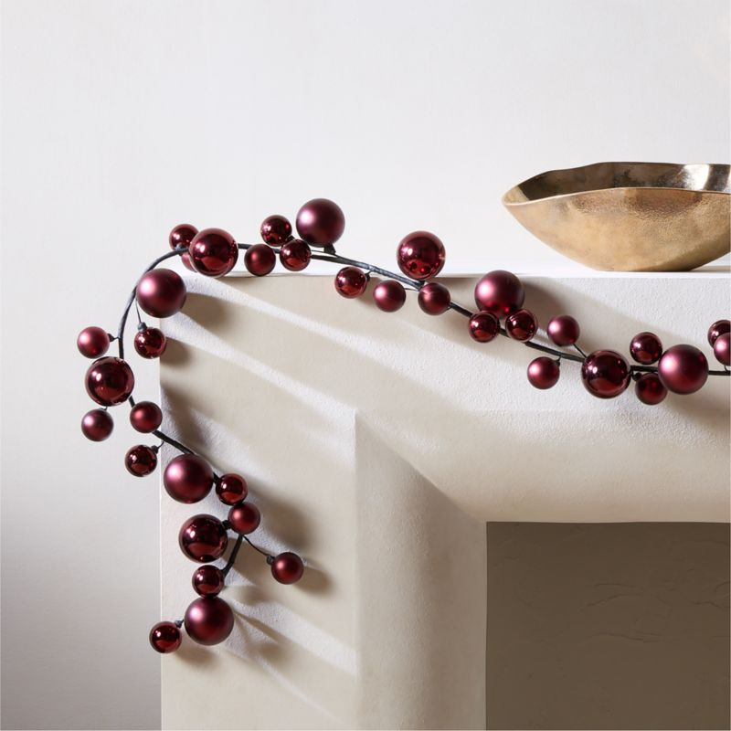 Tonal Red Ball Holiday Garland 72" + Reviews | CB2 | CB2