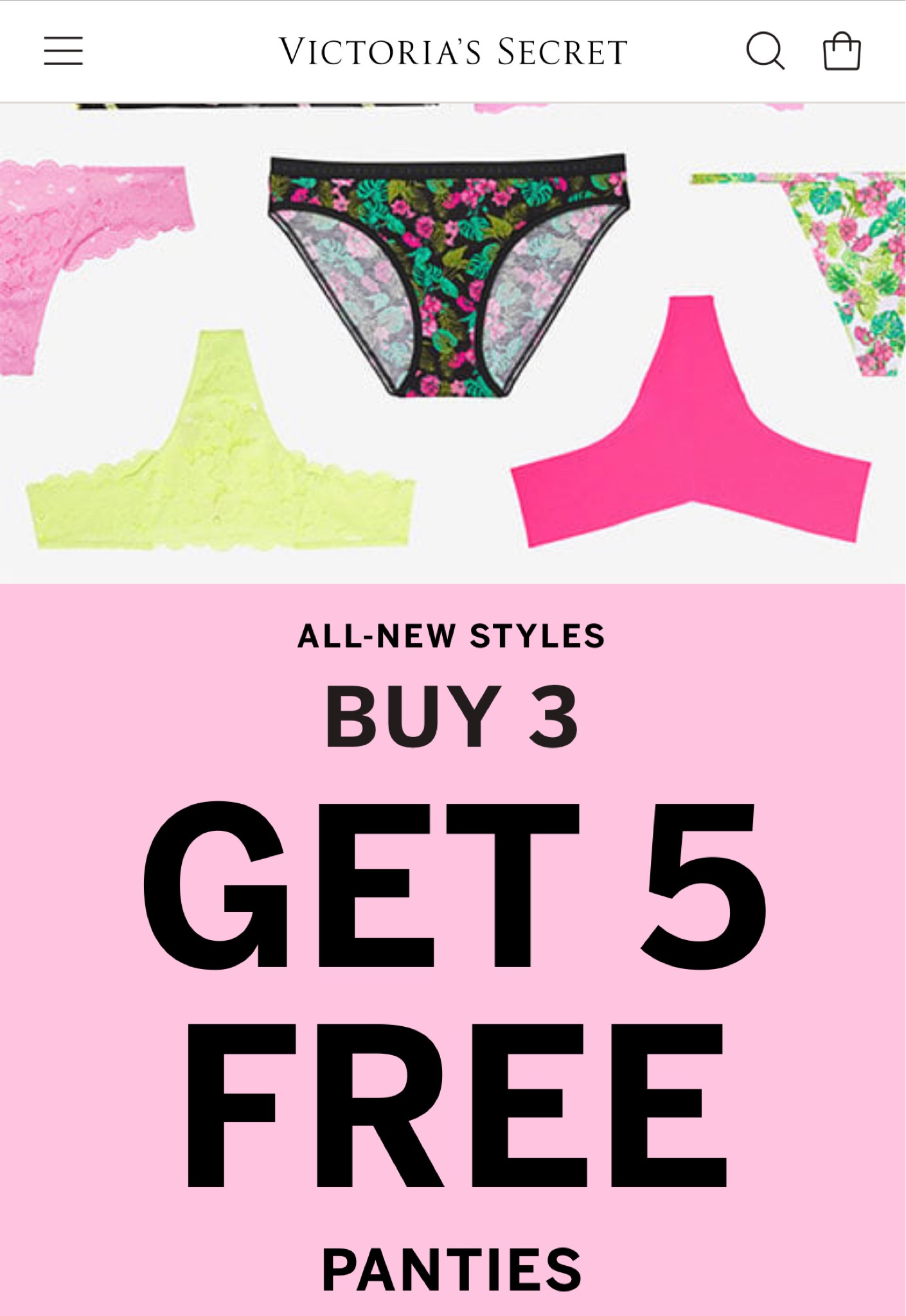 Victoria's Secret Panties Buy 3 Get 5 FREE!