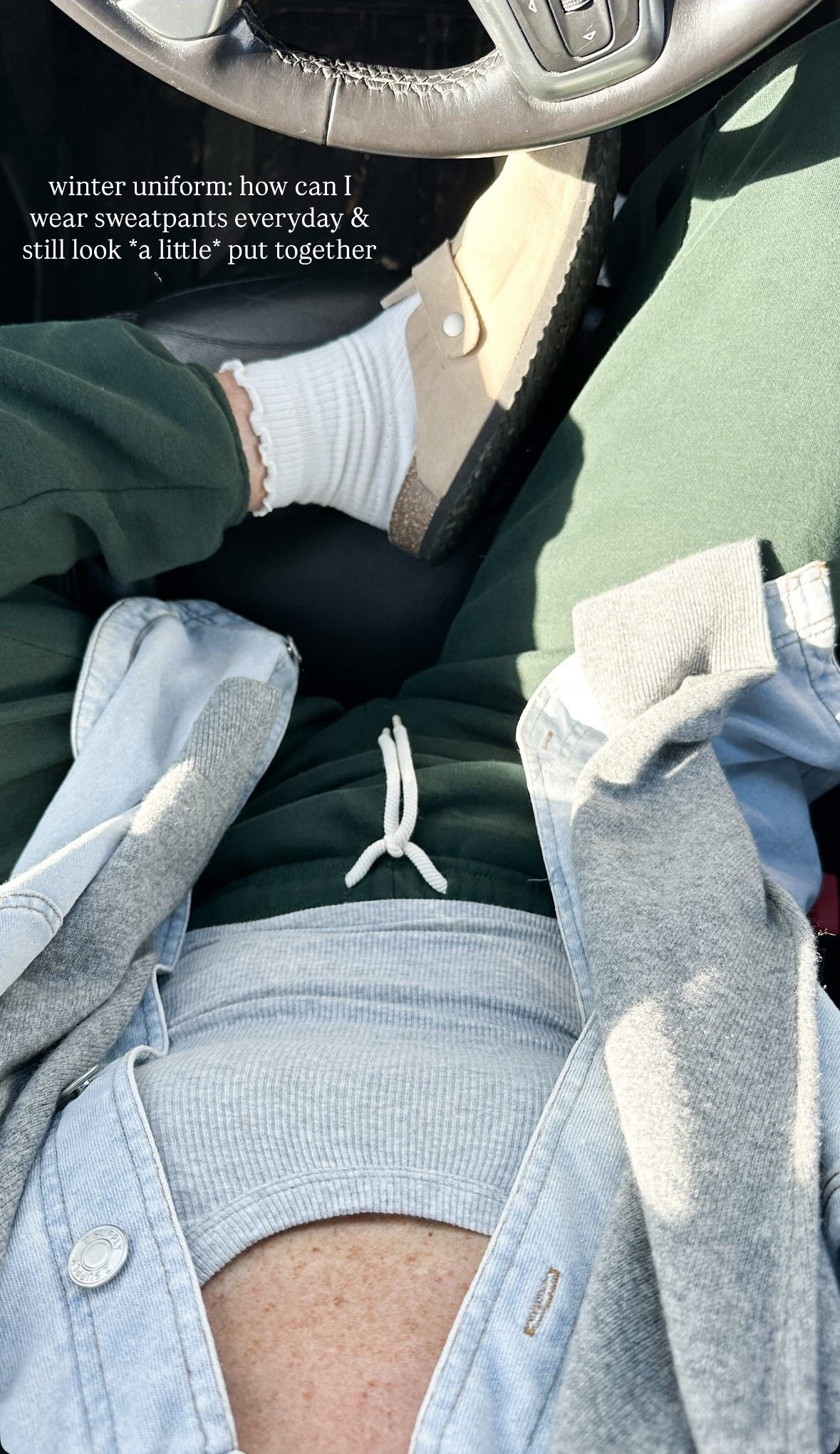 Mom outfit but make it a little cute 

Joggers- xs
Denim shirt - so soft and comfortable - xs 
Tank tops - small (but wish I sized up and got a medium) 
Quince Shoes- birk dupes and so comfy with good support. TTS
Quince cashmere sweater unbeatable price. Sized up to large for oversized look 


#LTKootd #LTKStyleTip