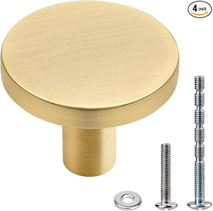 WEAVERBIRD 4 Pieces Round Cabinet Knobs Brushed Gold, Zinc Alloy Kitchen Cabinet Hardware Cupboar... | Amazon (US)
