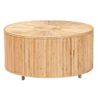 bali & pari Miami 31.1 in. Light Honey Round Rattan Coffee Table 244-13592-HD - The Home Depot | The Home Depot
