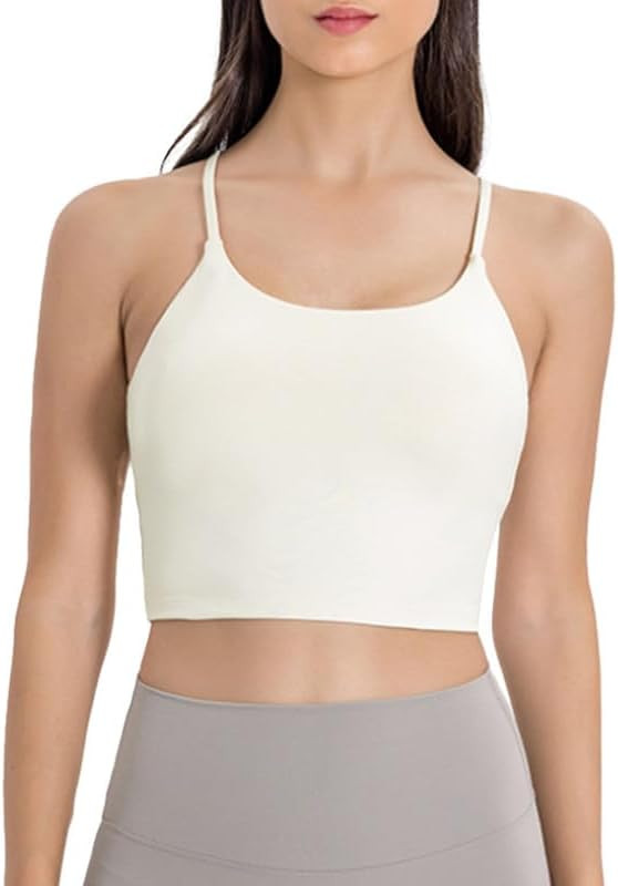Women's Yoga Tank with Built in Bra,Padded Sports Bra, Crop Tank Tops Wireless Cami Shirt Fitness... | Amazon (US)