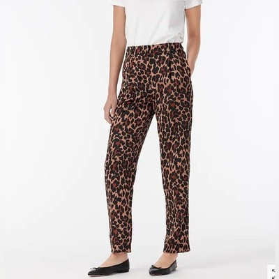 J Crew High-rise wide-leg trouser in leopard | eBay US