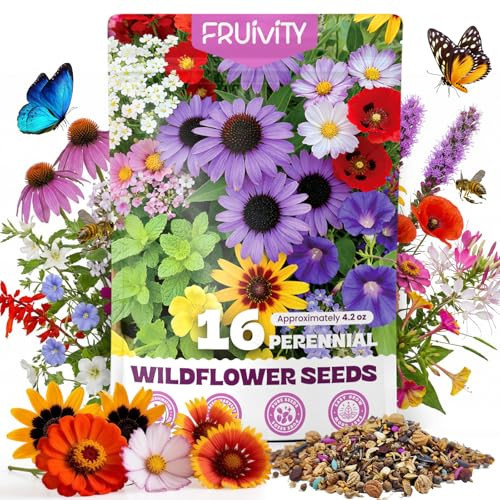 200,000+ Wildflower Seeds Bulk (4oz) – 16 Varieties Perennial & Annual Mix, Attract Bees, Butterflies & Hummingbirds, High Germination for Outdoor Pollinator Garden, Unique Gift for Mother, Women, Mom | Amazon (US)