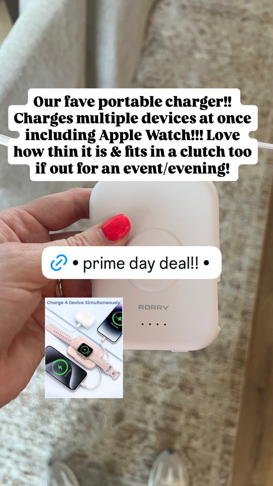 Our fave portable charger!! Charges multiple devices at once including Apple Watch!!! Love how thin it is & fits in a clutch too if out for an event/evening!

#LTKSeasonal #LTKHome #LTKSaleAlert