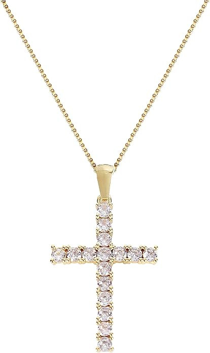 Cross Necklaces for Women Jewelry Necklaces for Teen Girls Women 16K Gold Plated Cross Pendant Ch... | Amazon (US)