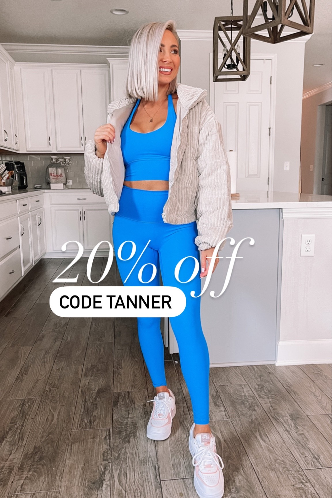 Code TANNER for my active blue workout set. Size small in the top and leggings. My corded cropped puffer is perfect for fall. Size small. #activewear #pinklily 

#LTKSeasonal #LTKstyletip #LTKunder50