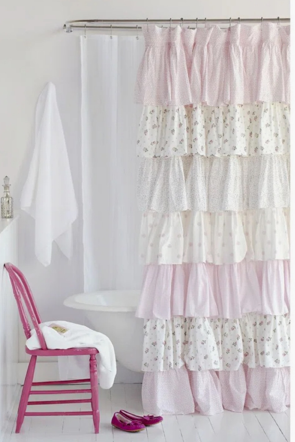 Next up on my list to buy for home goods and new year refresh! Shower curtain perfect for spring!  

Large French ruffles are decorated with floral, dot, and solid patterns to form this charming cottage-style shower curtain. Crafted with pure cotton, this pink and white curtain features a convenient machine-washable construction.


#LTKFindsUnder100 #LTKHome