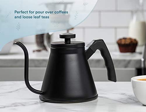 Gooseneck Stovetop Kettle, by Kook, with Thermometer, Pour Over, Triple Layered Base, Black, 27oz | Amazon (US)