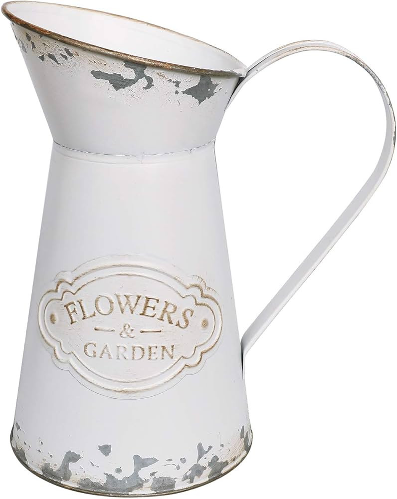 APSOONSELL Rustic Shabby Chic Vase Small Metal Vase Vintage Milk Jug Mini Pitcher Decorative Flow... | Amazon (US)