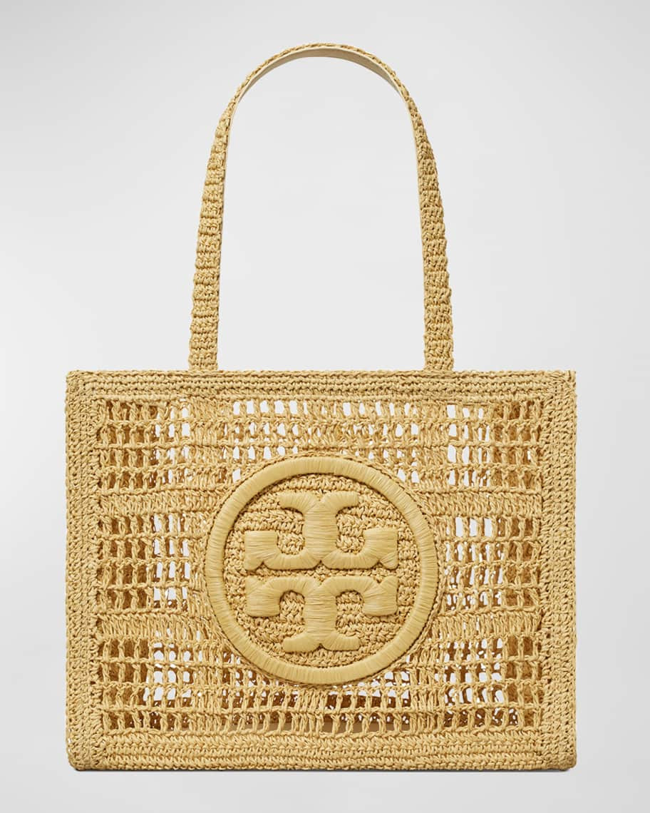 Tory Burch Ella Small Crochet Straw Tote Bag | Neiman Marcus