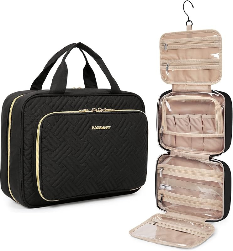 BAGSMART Toiletry Bag Hanging Travel Makeup Organizer with TSA Approved Transparent Cosmetic Bag Mak | Amazon (US)