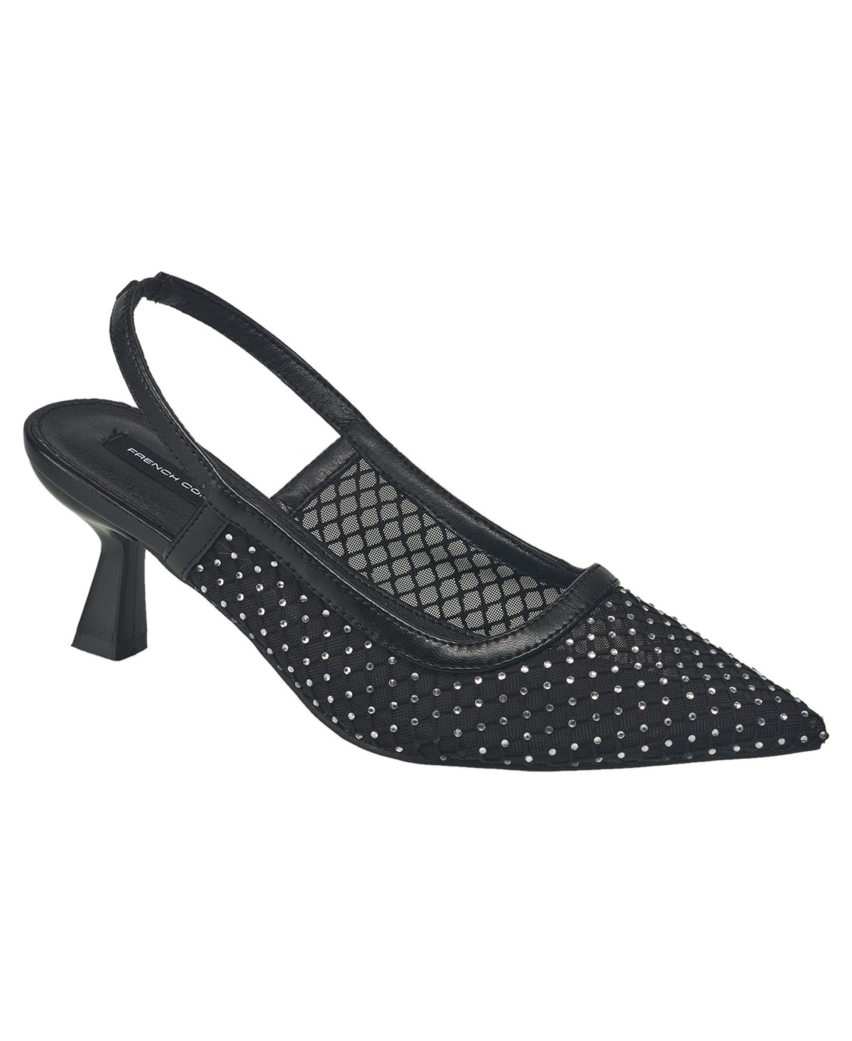 French Connection Women's Elea Mesh and Stone Slingback - Black | Macy's