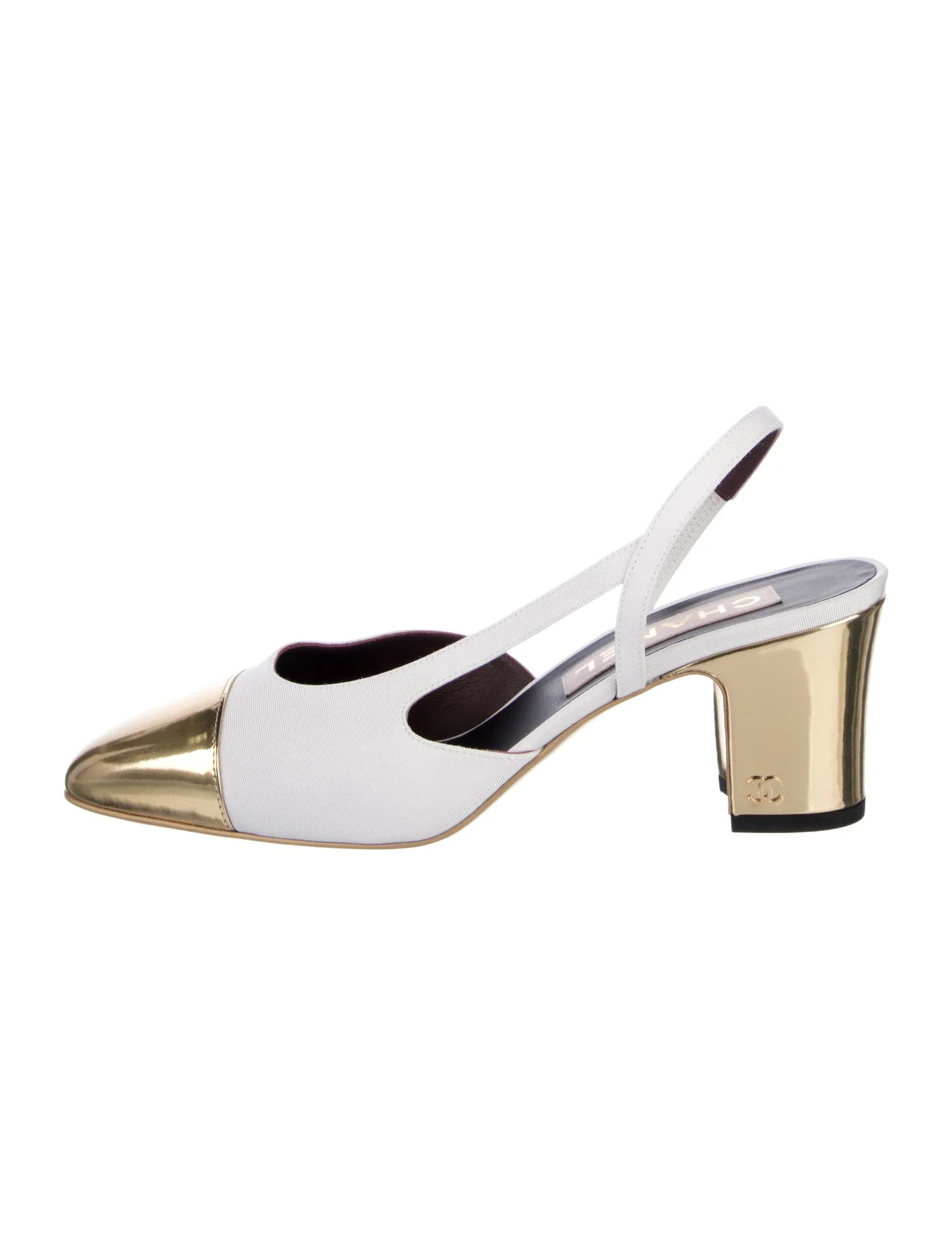 Interlocking CC Logo Grosgrain Trim Slingback Pumps | The RealReal