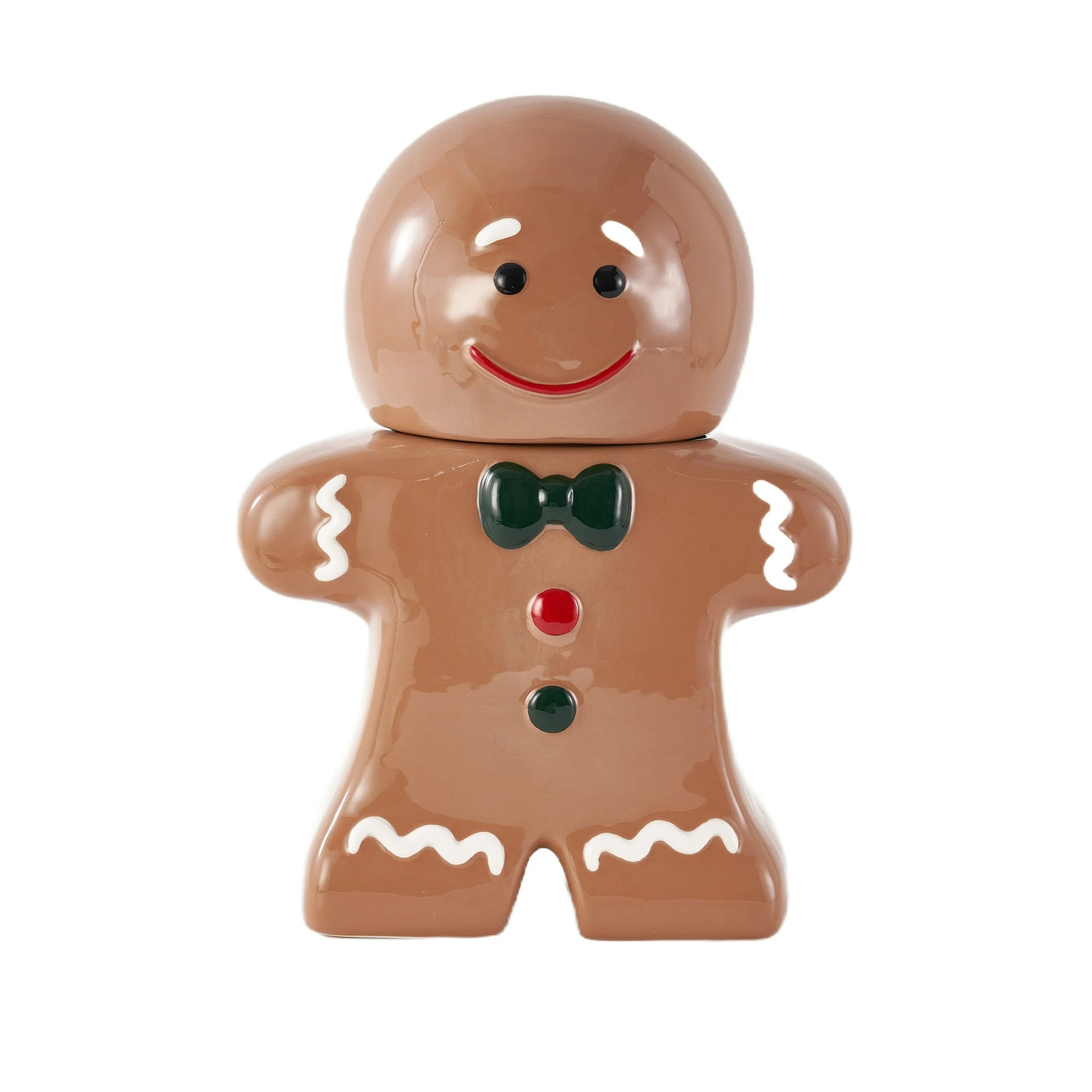 Holiday Time Ceramics Gingerbread Man Cookie Jar, Ceramic Cookie Jar for Kitchen Counter, Great f... | Walmart (US)