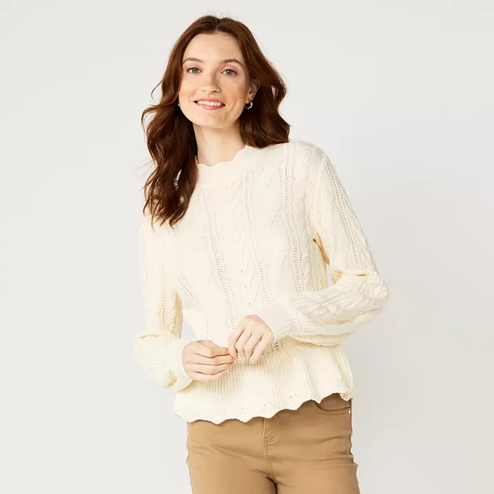 Women's DRAPER JAMES RSVP™ Knitted Ruffled Sweater | Kohls | Kohl's