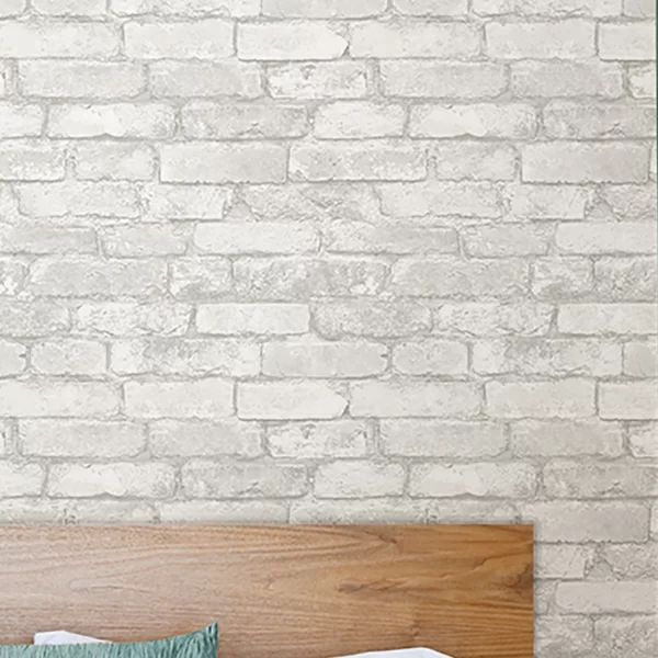 Wokingham Gray and White 18' x 20.5" Brick Peel And Stick Wallpaper Roll | Wayfair North America
