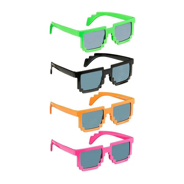 Multicolor Neon Pixel Glasses, 4 Count, by Way To Celebrate | Walmart (US)