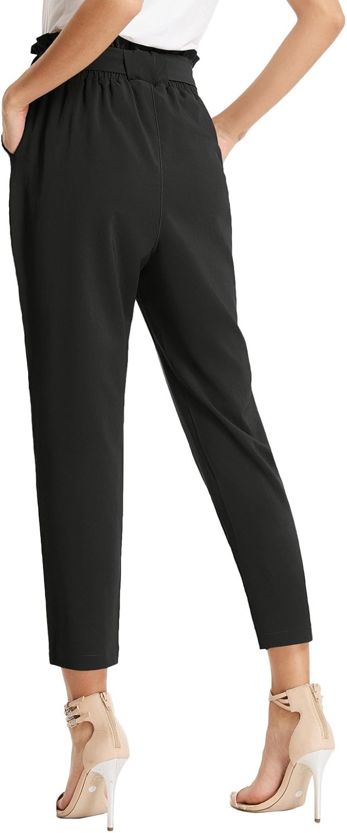 GRACE KARIN Women's Cropped Paper Bag Waist Pants with Pockets | Amazon (US)