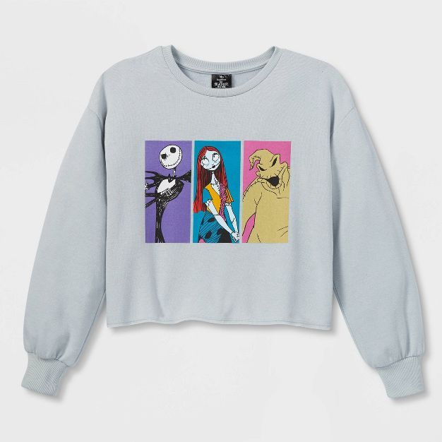 Girls' Disney The Nightmare Before Christmas Dreamy Fleece Pullover - Light Gray | Target