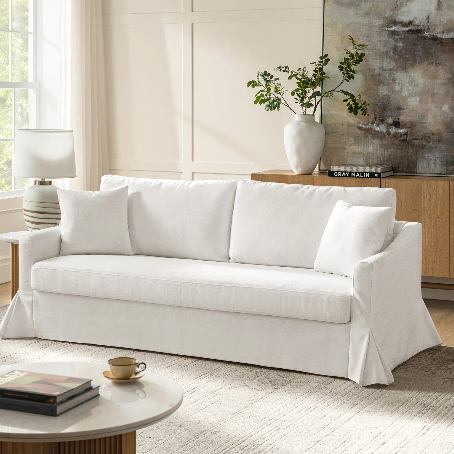 Wimberly 80.5" Farmhouse Upholstered Slipcovered Sofa | Wayfair North America