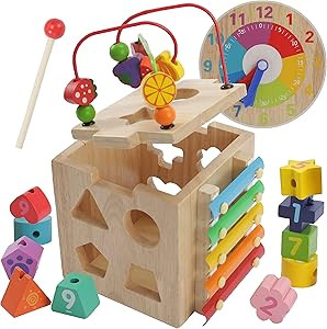 Montessori Mama Baby Activity Cube Montessori Toys for 1 Year Old + Learning Toys for 1+ Year Old... | Amazon (US)