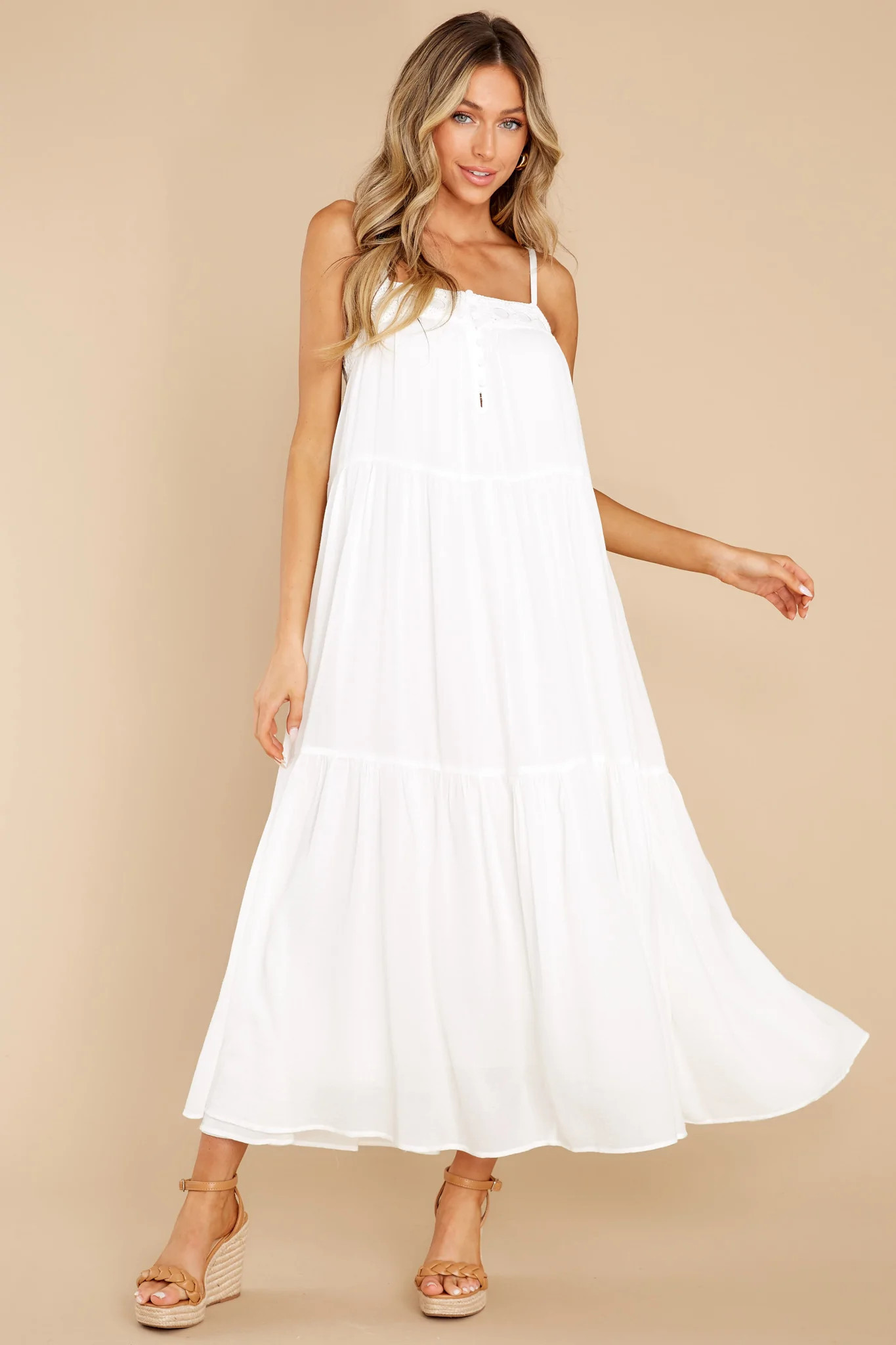 Top Tier White Maxi Dress | Red Dress 