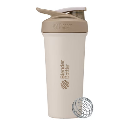 BlenderBottle 25oz Strada Sleek Stainless Steel Shaker Bottle - Cream: Insulated, Leakproof | Target