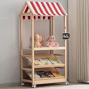 3 Tier Wood Storage Rack with Lockable Casters for Easy Movement for Living Room Bed Room Wooden ... | Amazon (US)