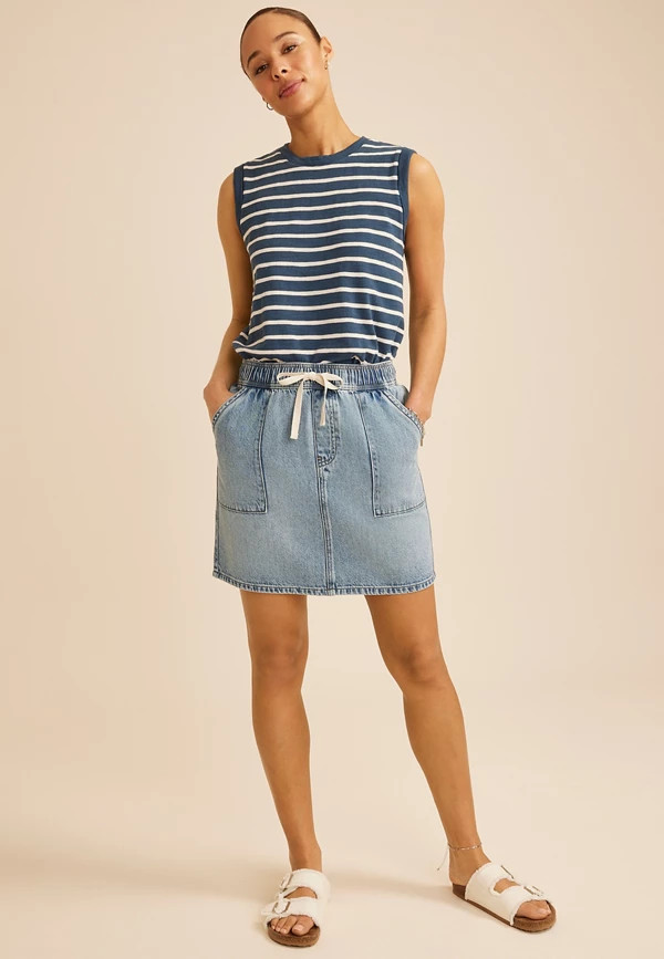 m jeans by maurices™ High Rise Light Soft Pull On Skirt | Maurices