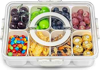 Pure Future Snackle Box Container with Handle - 8 Compartment Divided Serving Tray with Lid - Cry... | Amazon (CA)