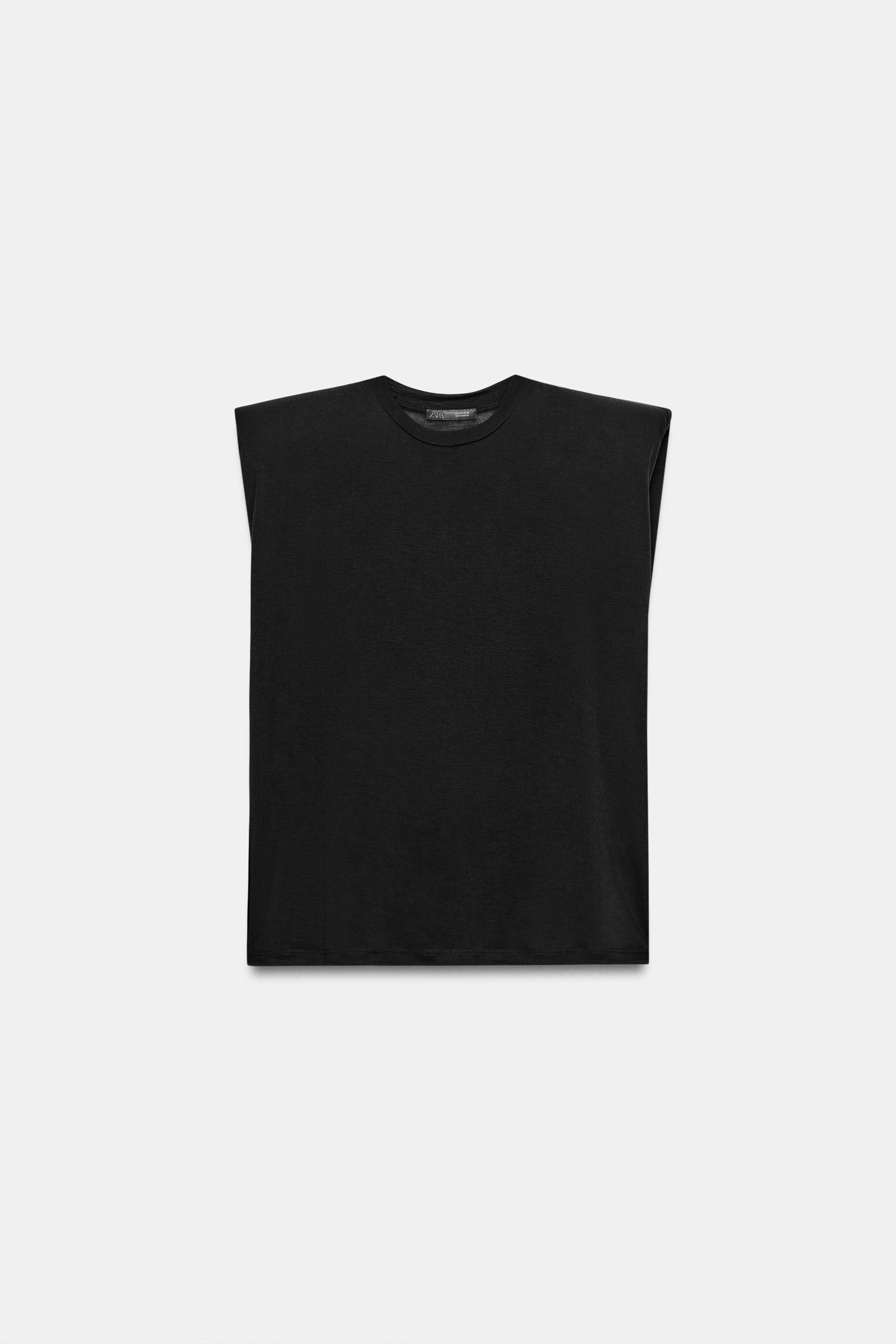 FLUID SLEEVELESS SHOULDER PAD T-SHIRT | Zara US