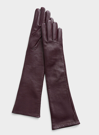 Long smooth leather gloves | Simons