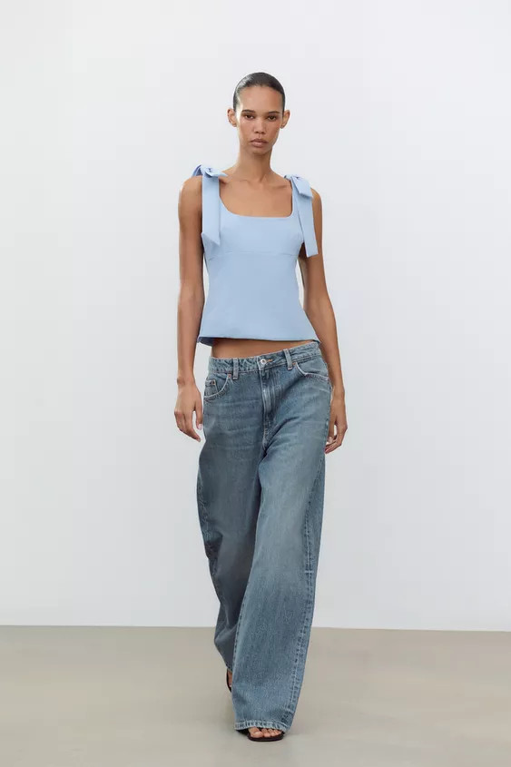 STRETCH TOP WITH BOWS | Zara US